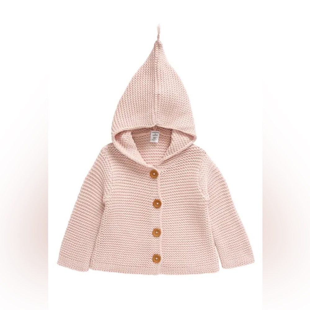 BABY ORGANIC COTTON HOODED CARDIGAN IN PINK CALCITE - NWT